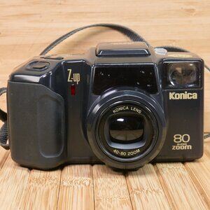 Vintage Konica Z-UP 80 Super Zoom, Point Shoot 35mm Film Camera, Made in Japan
